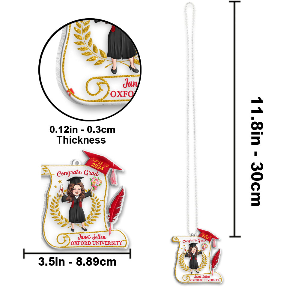 Glückwunsch zum Abschluss – Personalisierter transparenter Autoanhänger für den Schulabschluss