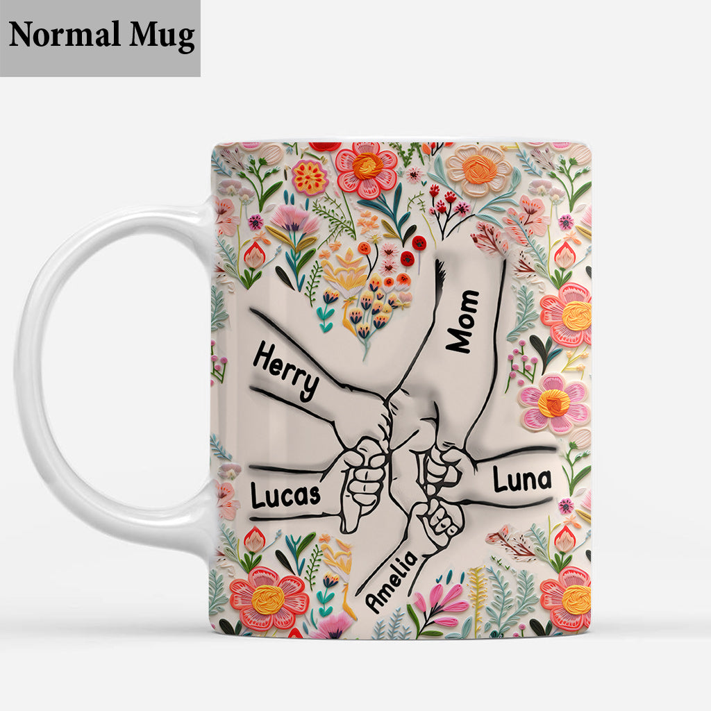 Hand in Hand Floral Style - Personalisierte Muttertasse