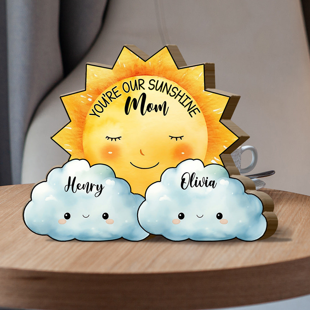 Mama, du bist mein Sonnenschein, Sonne und Wolken – personalisiertes Holzpuzzle in Mutterform