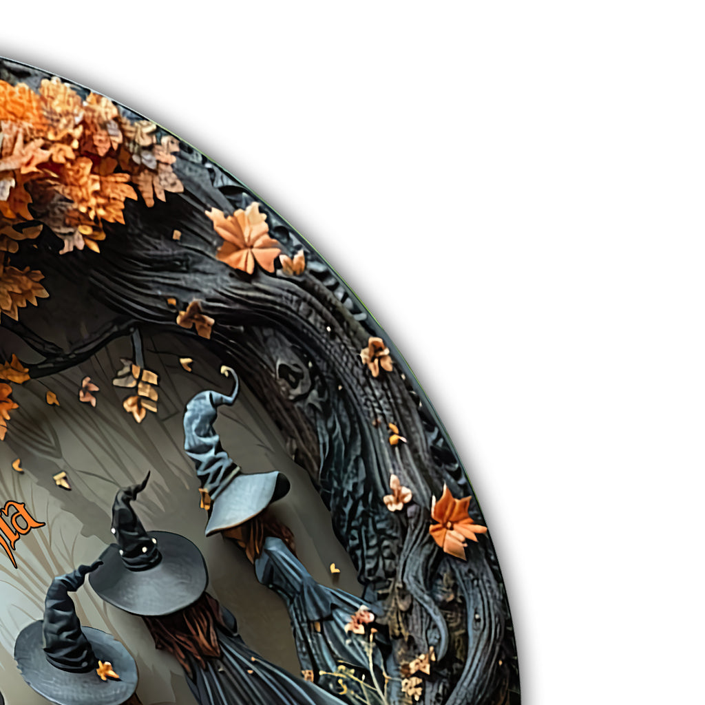 Wunderschöne Hexen – Personalisiertes rundes Hexen-Metallschild