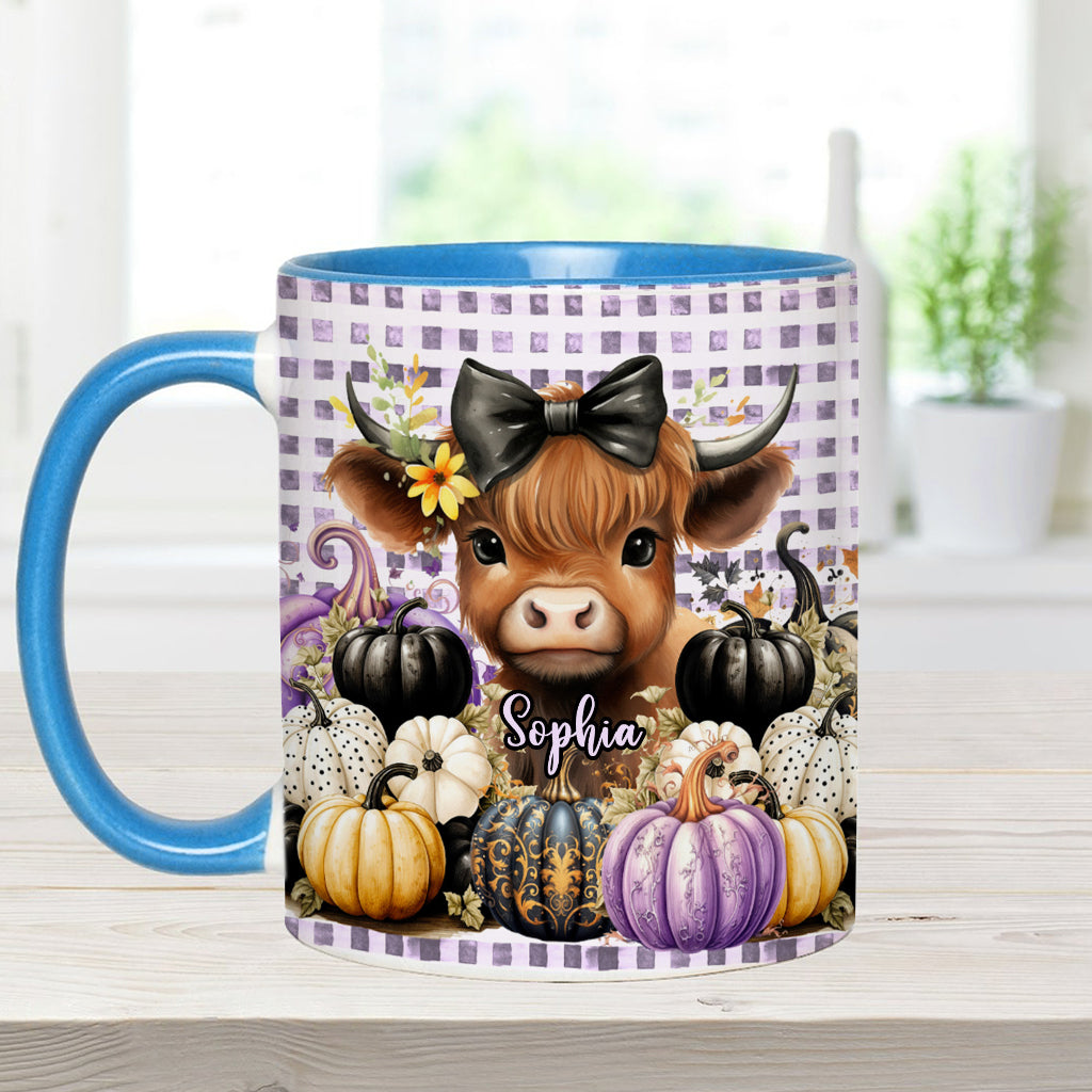 Niedliche Baby-Hochlandrind-Herbstkürbisse - Personalisierte Tasse