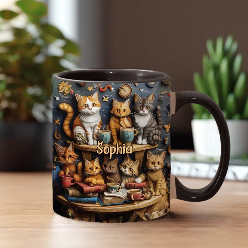 Einfach Katzen lieben – Personalisierte Tasse im Vintage-Stil mit Katzenmotiv