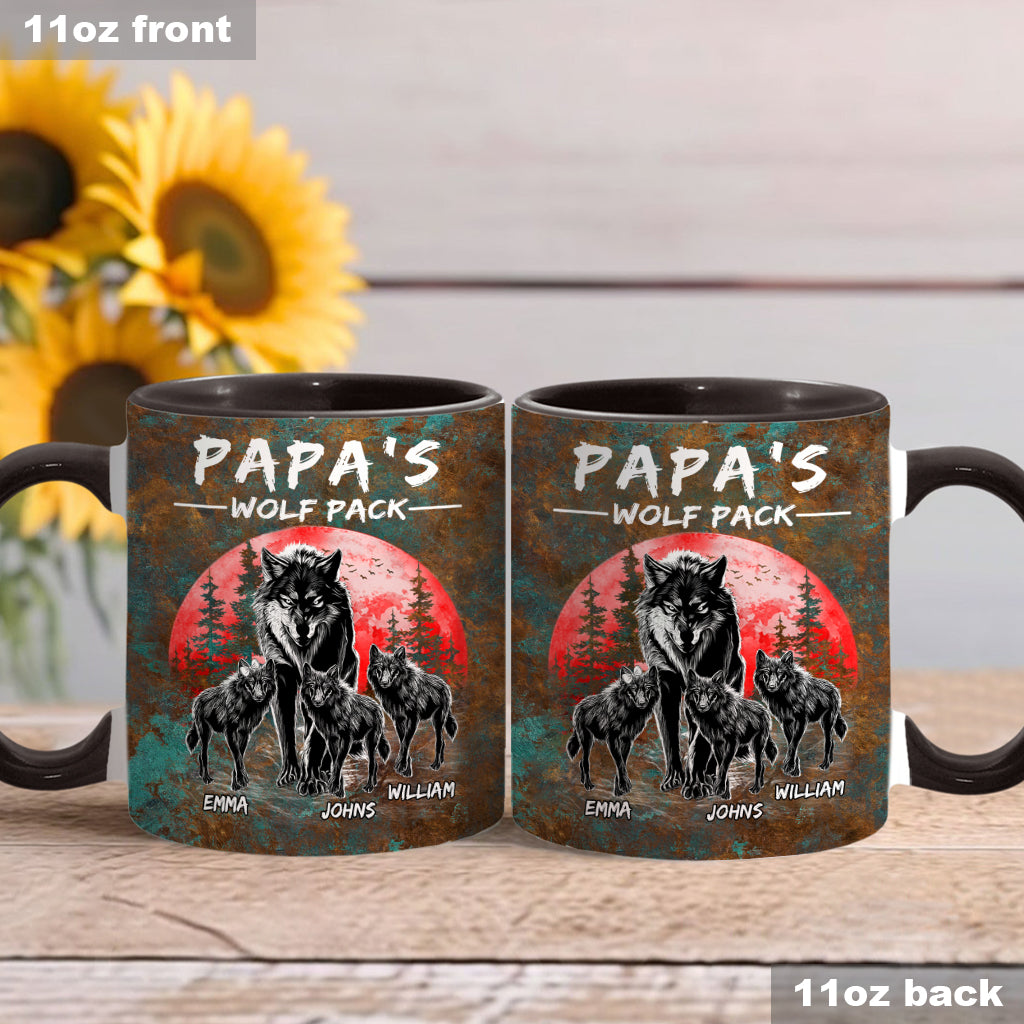 Opas Wolfsrudel – Personalisierte Tasse mit Vater-Akzent