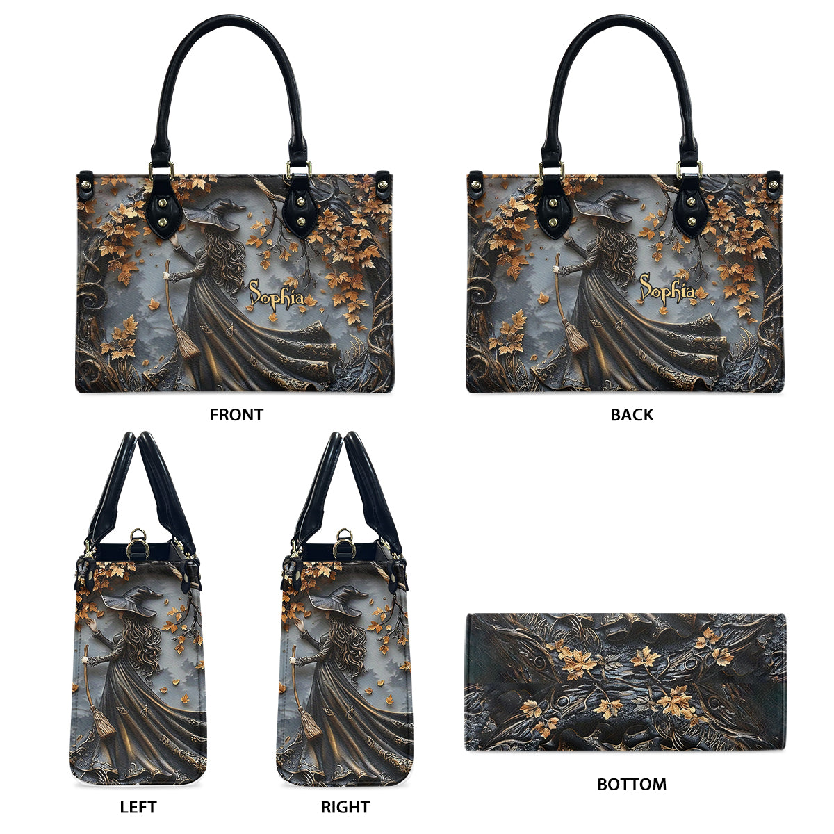 Wunderschöne Hexe – personalisierte Hexen-Lederhandtasche