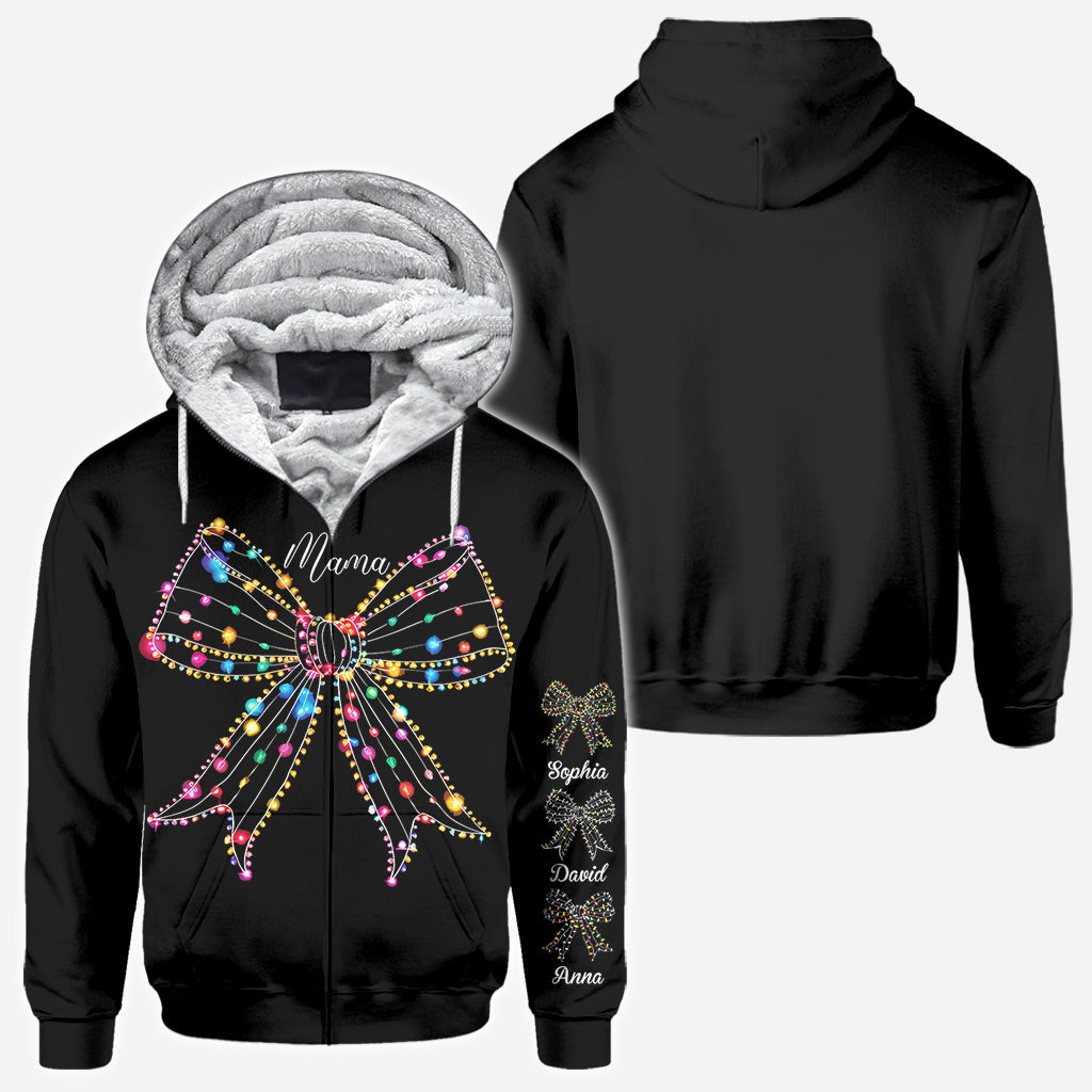 Weihnachtslichter-Schleife - Personalisiertes Mutter-Shirt