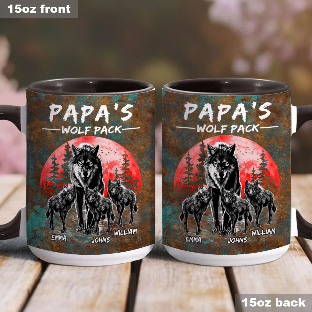 Opas Wolfsrudel – Personalisierte Tasse mit Vater-Akzent