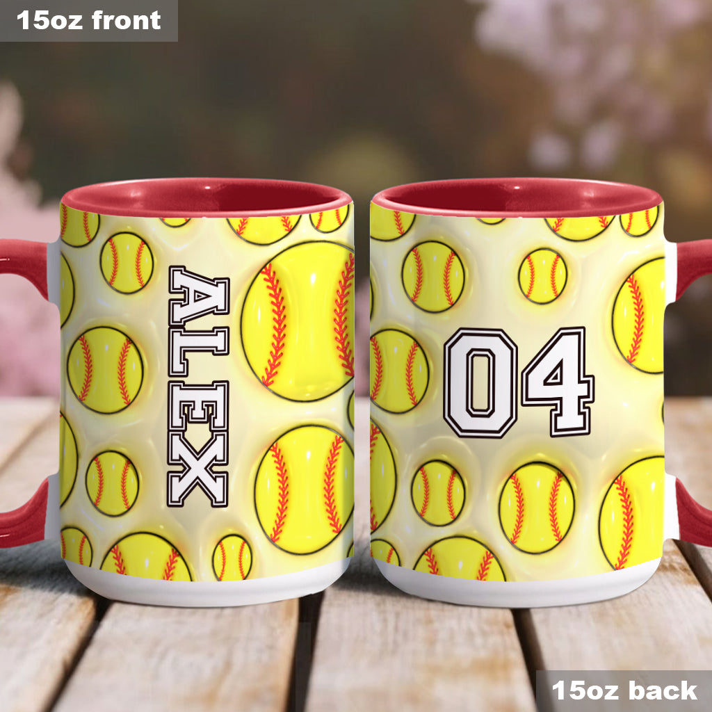 Softball Lovers - Personalized Softball Accent Mug