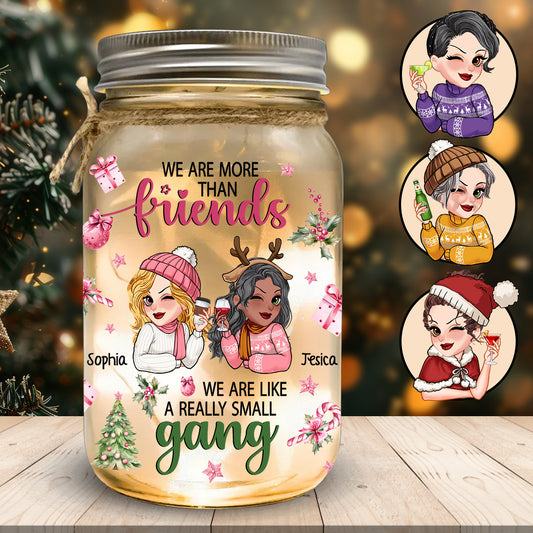 Wir sind mehr als Freunde, wir sind wie eine richtig kleine Gang – personalisierte Bestie-Einmachglas-Lampe