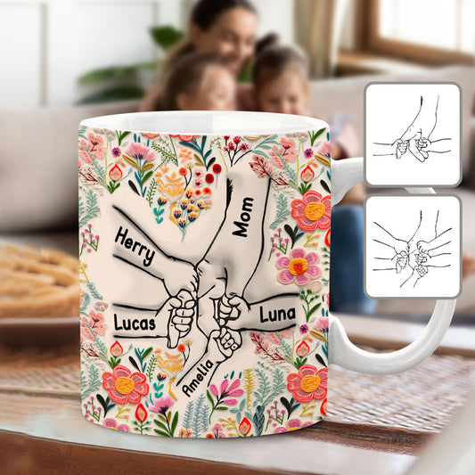Hand in Hand Floral Style - Personalisierte Muttertasse