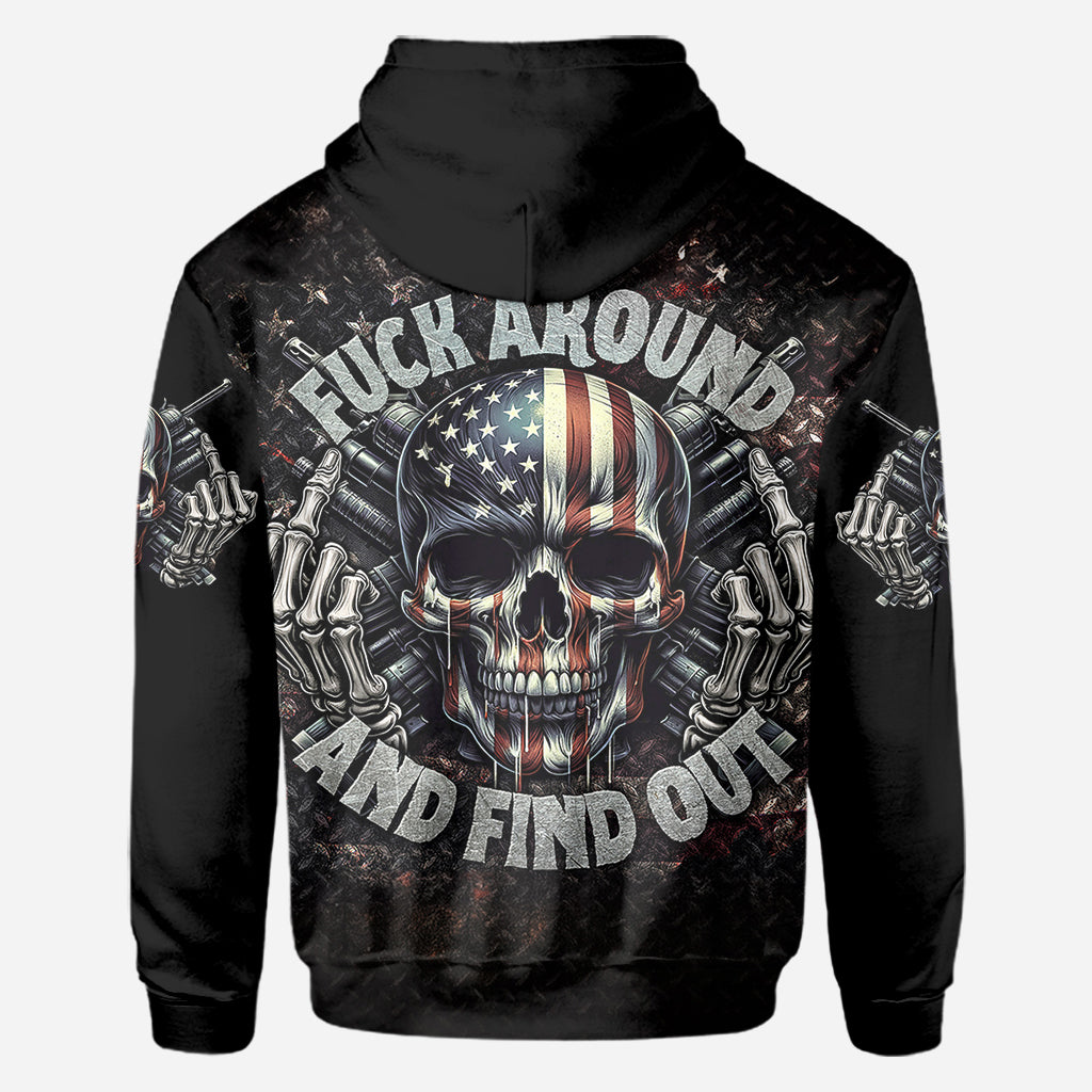 Amerikanische Flagge mit Skelett – Personalisiertes Totenkopf-Shirt