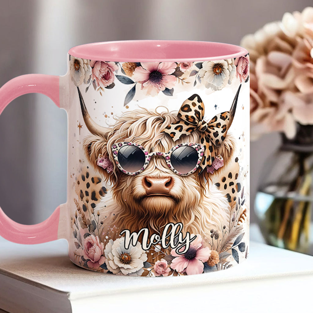 Cool Cow With Leopard Glasses - Personalized Accent Mug