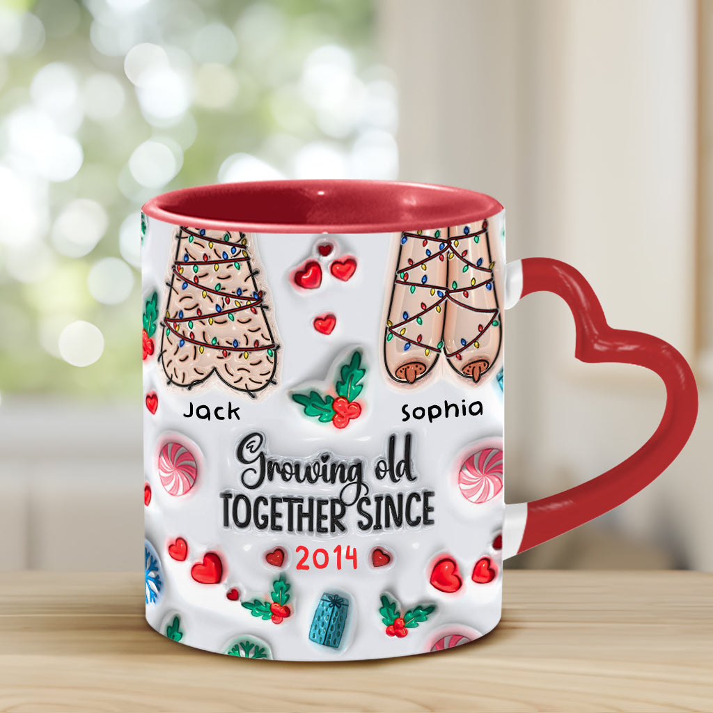 Growing Old Together - Personalized Couple Heart Handle Mug