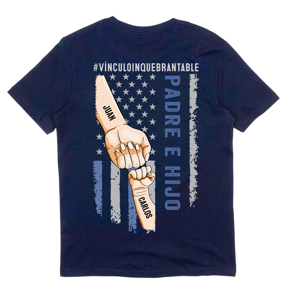 Padre E Hijos Vínculo Inquebrantable – Personalisiertes Vater-T-Shirt und Kapuzenpullover