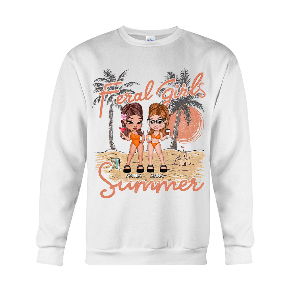 Feral Girls Sommer – Personalisiertes Bestie-T-Shirt und Hoodie