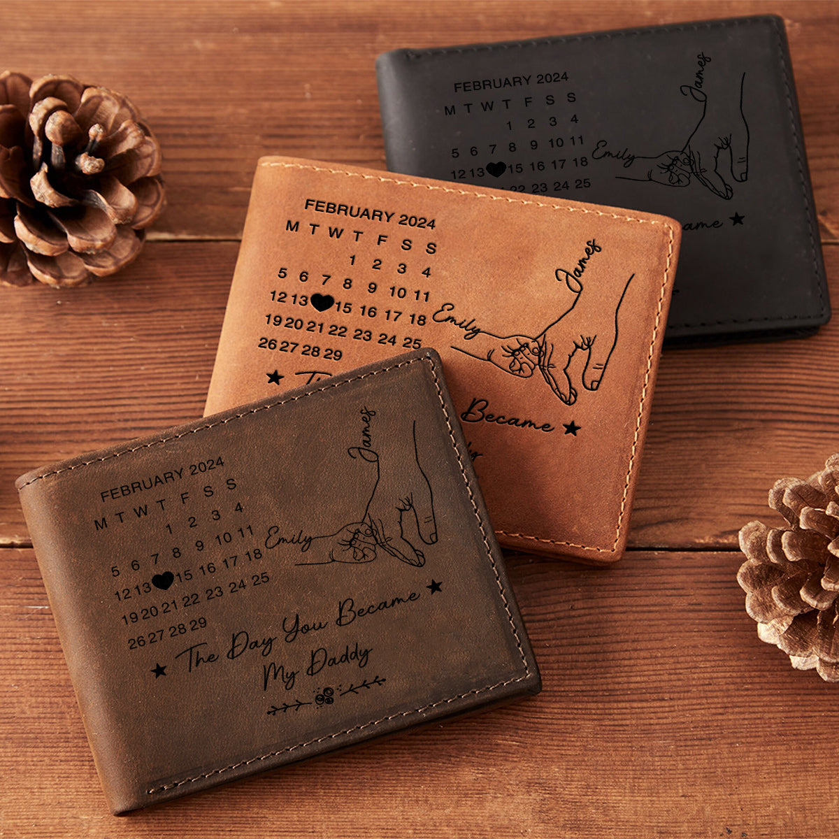Der Tag, an dem du mein Papa wurdest – Personalisierte Ledergeldbörse für Väter