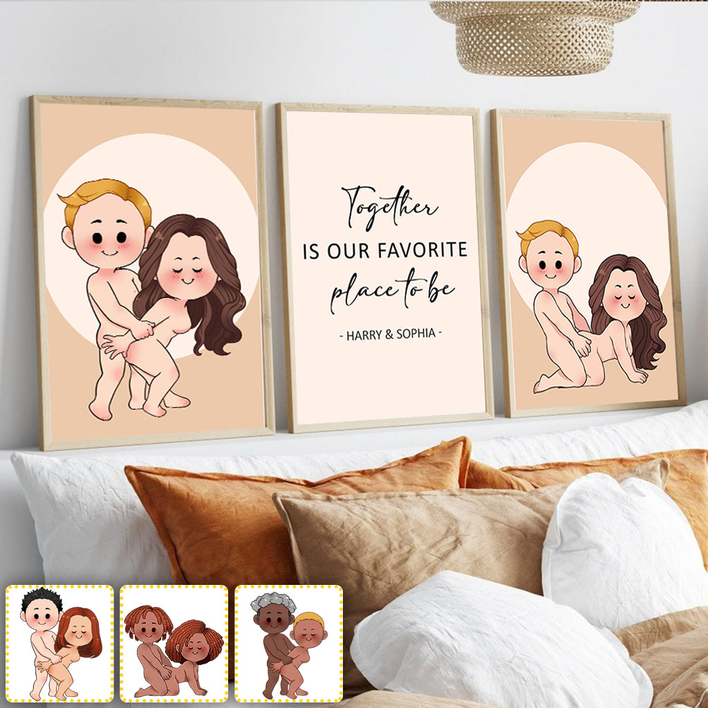 Gemeinsam sind wir am liebsten – personalisiertes Poster- und Leinwandset für Paare