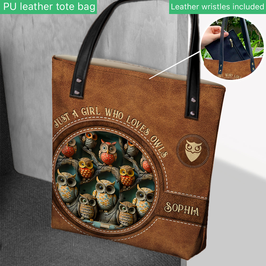 Einfach ein Mädchen, das Eulen liebt – personalisierte Eulen-Tragetasche