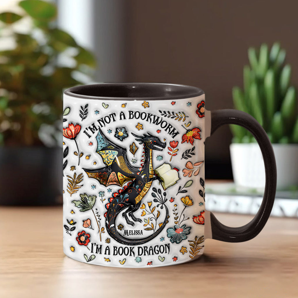 I'm Not A Book Worm I'm A Book Dragon - Personalized Book Accent Mug