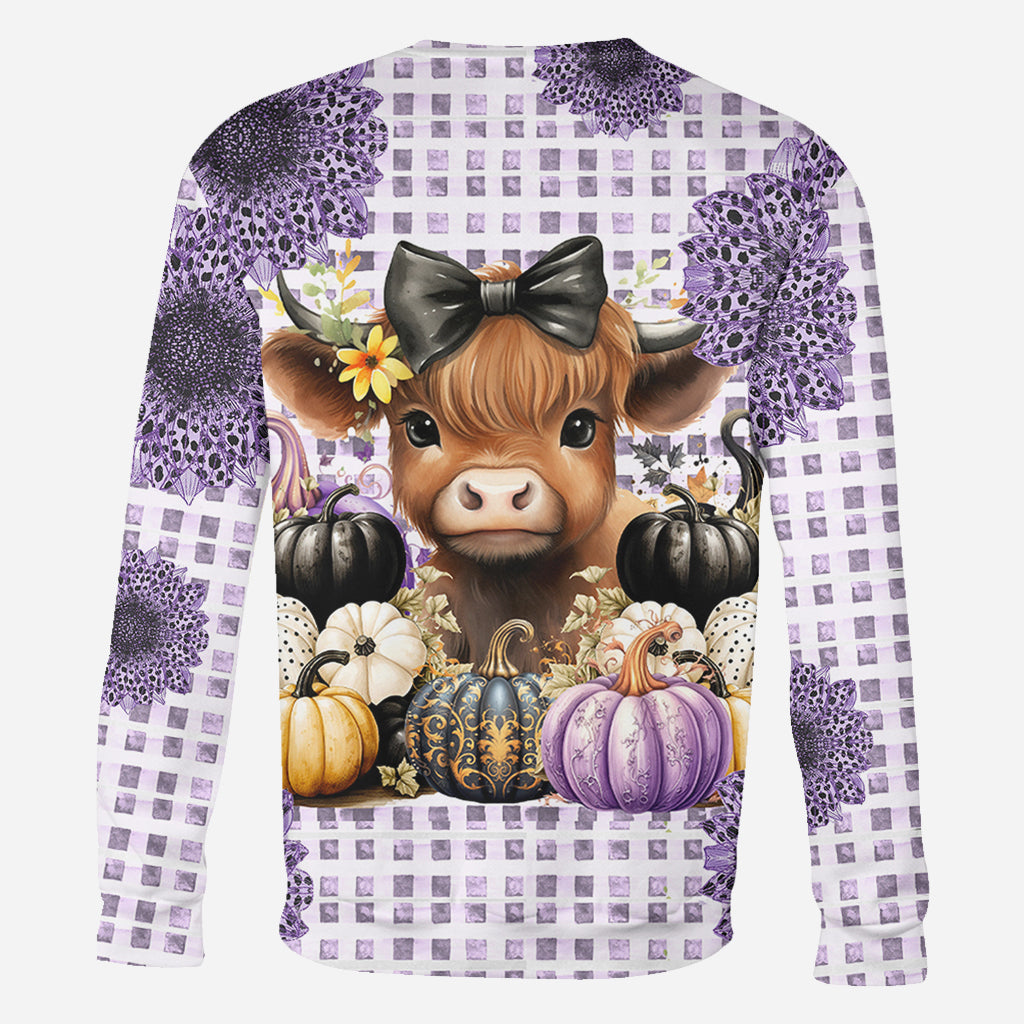 Cute Baby Highland Cow Fall Pumpkins - Personalized All Over Shirt
