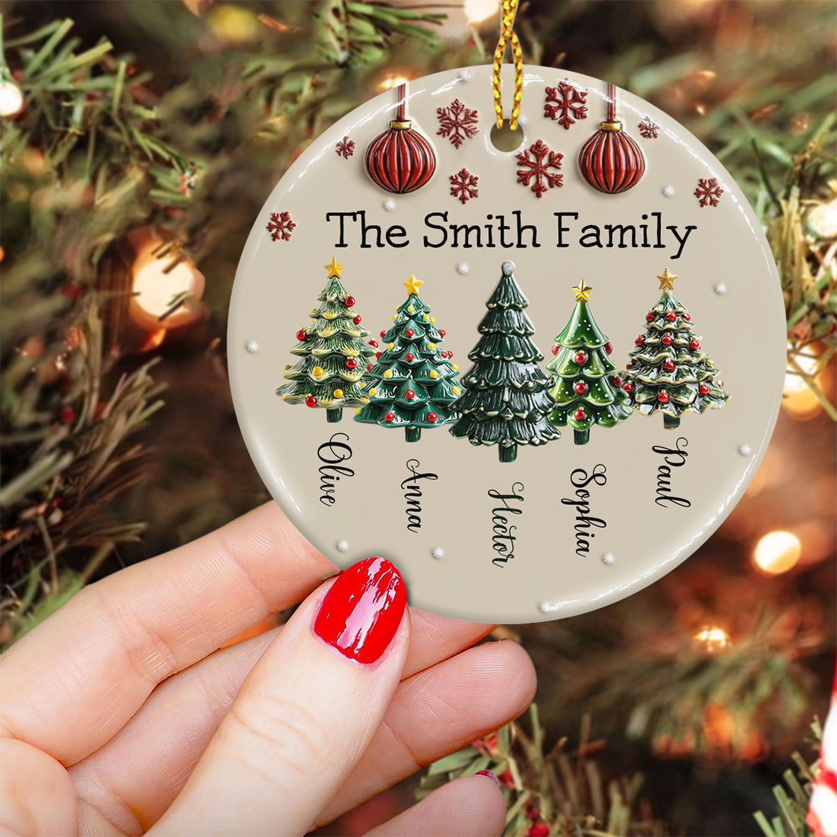 Family Tree - Personalized Family Ceramic Circle Ornament