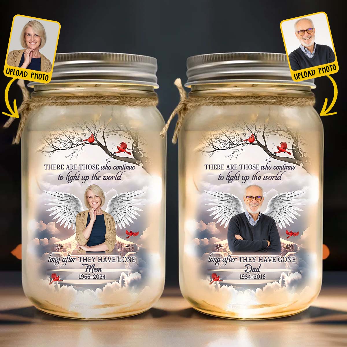 „Erleuchte die Welt“-Trauergeschenk – Personalisierte Gedenkleuchte im Einmachglas