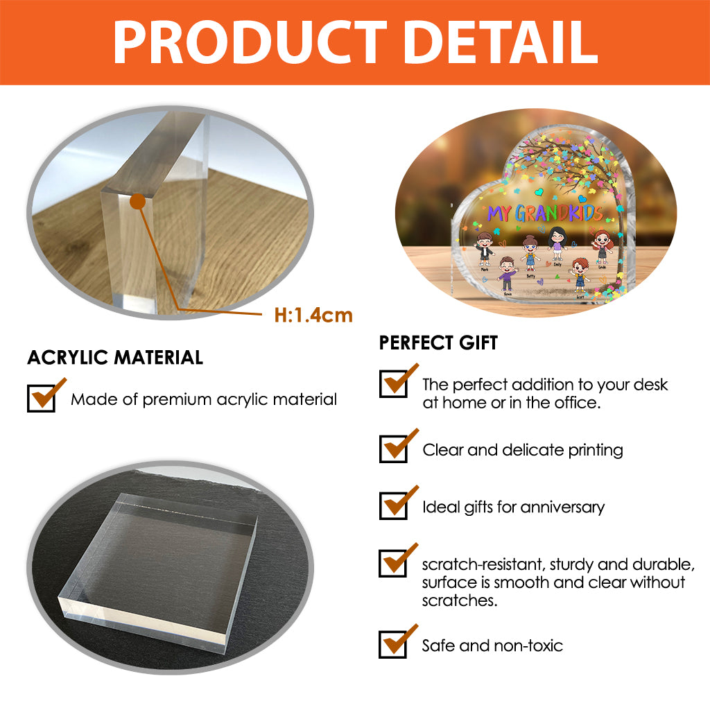 Meine Enkelkinder – Personalisierte, individuell geformte Acrylplakette für Oma