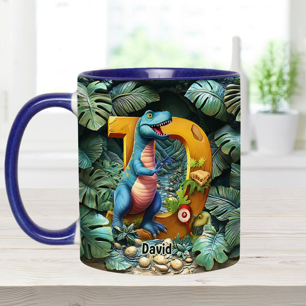 Dinosaurier-Buchstabe - Personalisierte Tasse mit Kinderakzent