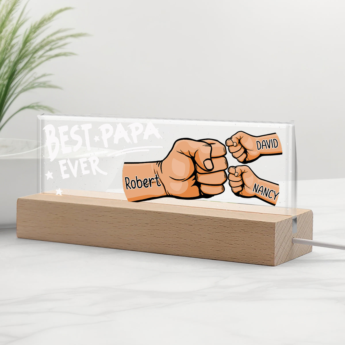 Daddy's Team Unbreakable Bond Best Dad Ever - Personalized Father Custom LED Night Light