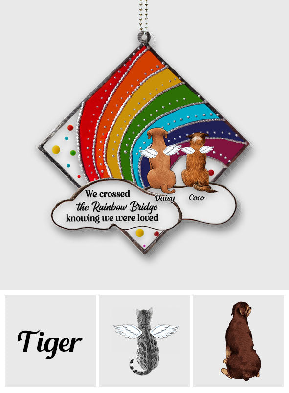 Regenbogenbrücke – Gedenkstätte für Katzen und Hunde – Personalisierter transparenter Autoanhänger für Hunde