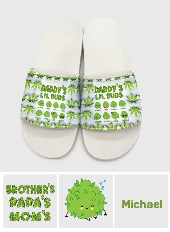 Daddy's Lil Buds – Personalisierte Weed-Sandalen (beliebiger Titel)