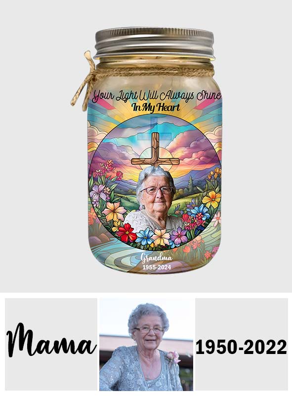 Dein Licht wird immer in meinem Herzen leuchten – Personalisierte Gedenkleuchte im Einmachglas