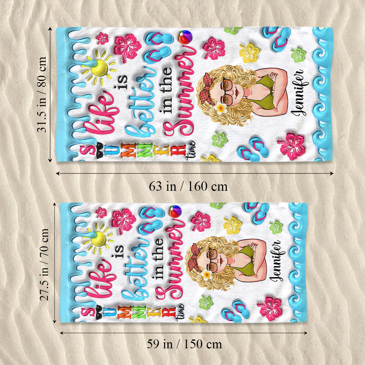 Das Leben ist schöner im Sommer – Personalisiertes Strandtuch für Meeresliebhaber