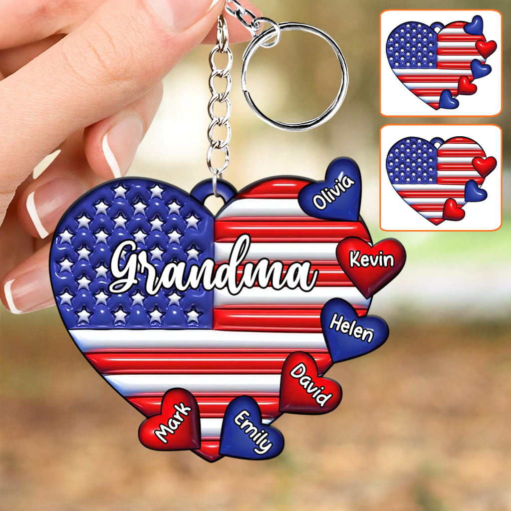 Oma & Enkelkinder Puffherz-Fähnchen – Personalisierter Oma-Schlüsselanhänger