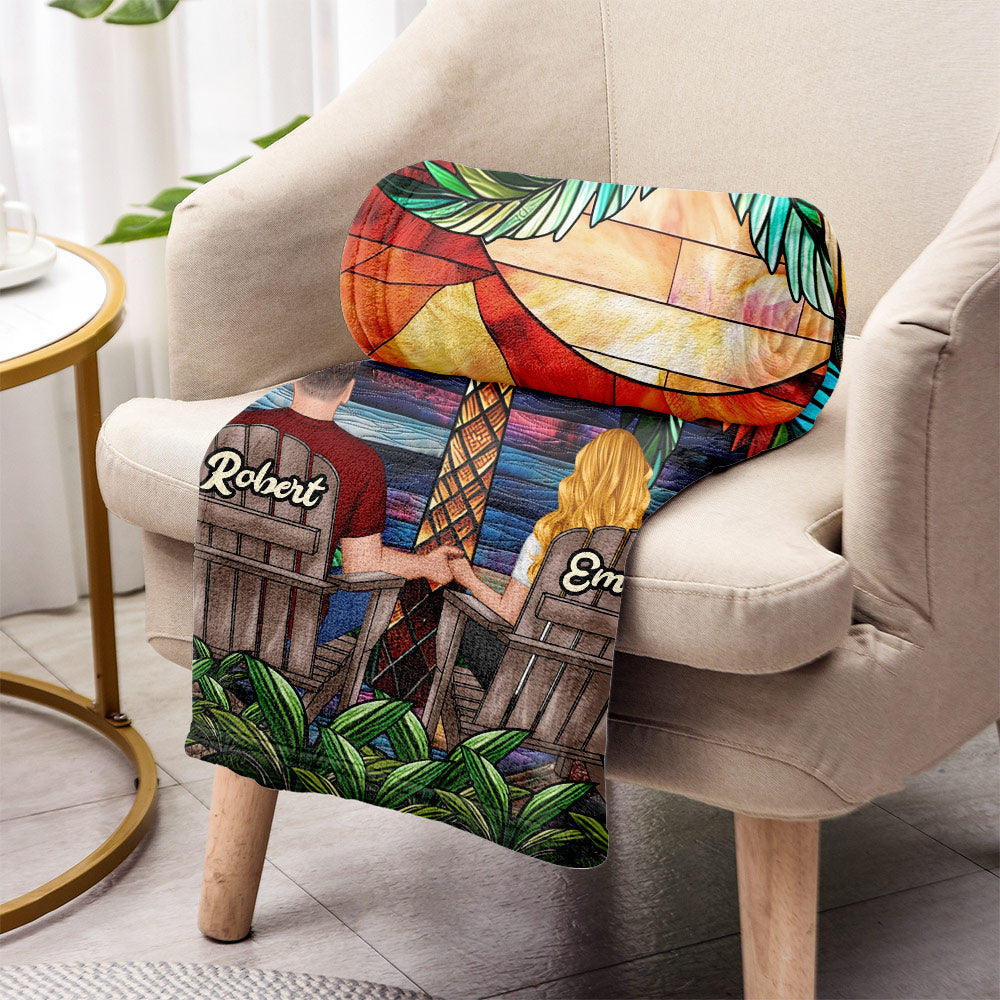 Unter der Palme – Personalisierte Pärchendecke