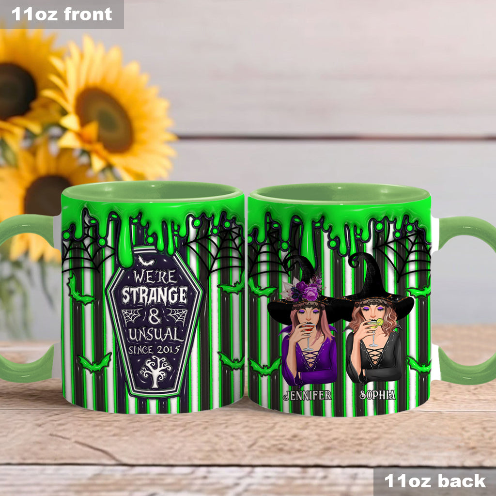 Wir sind seltsam und ungewöhnlich – personalisierte Tasse mit dem Aufdruck „Beste Freundin“.