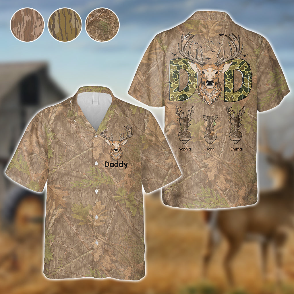 Hunter Dad Deer Hunting - Personalized Hunting Hawaiian Shirt