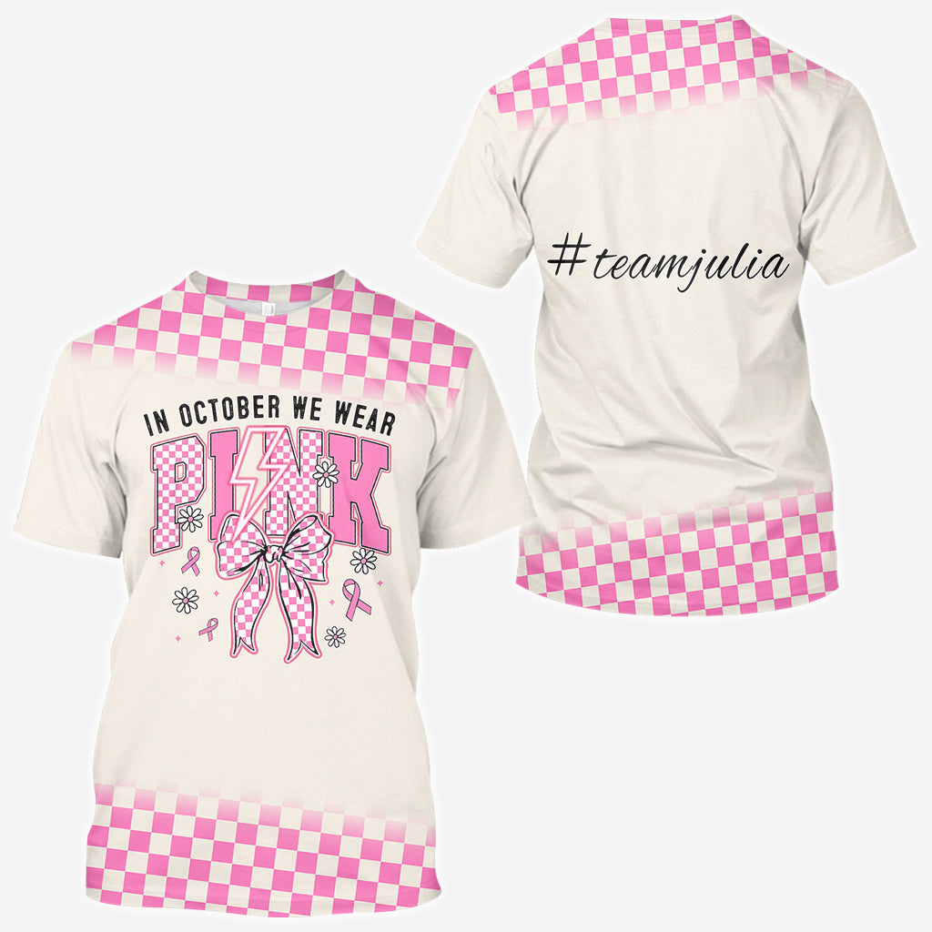 Im Oktober tragen wir Pink – personalisiertes T-Shirt zur Sensibilisierung für Brustkrebs