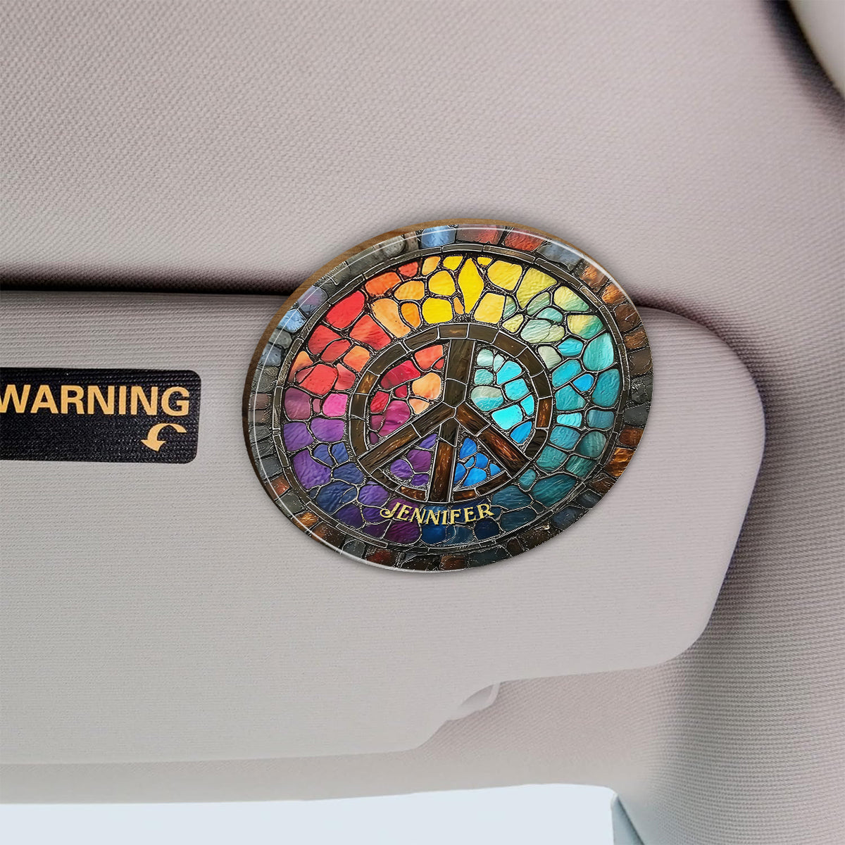 Hippie Soul – Personalisierter Auto-Sonnenblendenclip in Hippie-Form