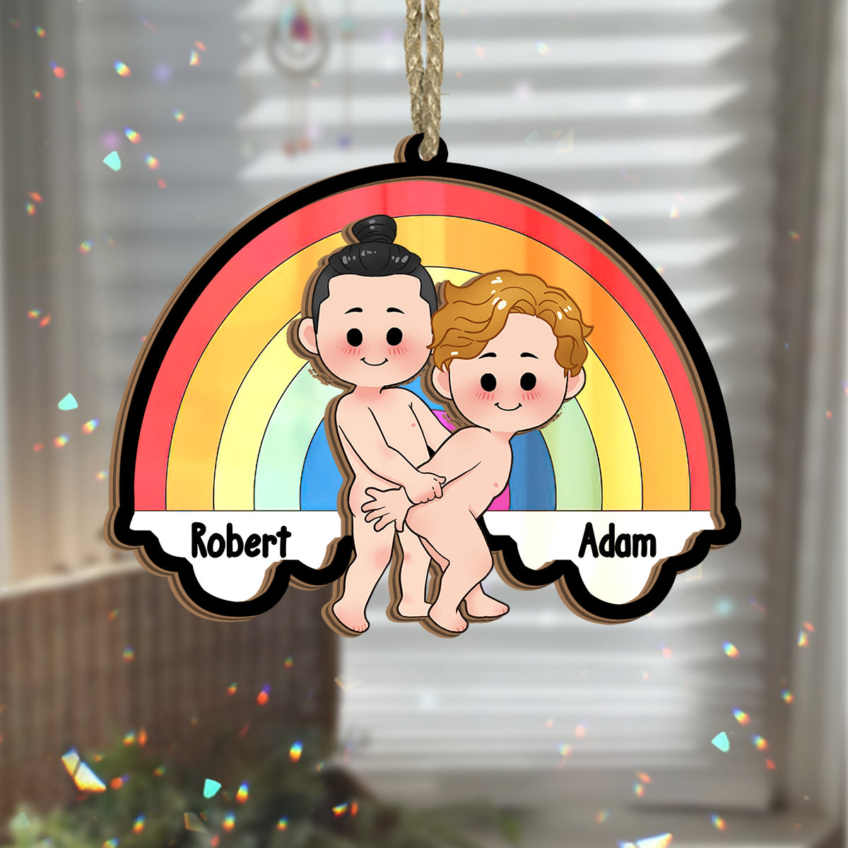 Liebe ist Liebe – Personalisierter, zweilagiger Fensterhänger zur Unterstützung der LGBT-Community