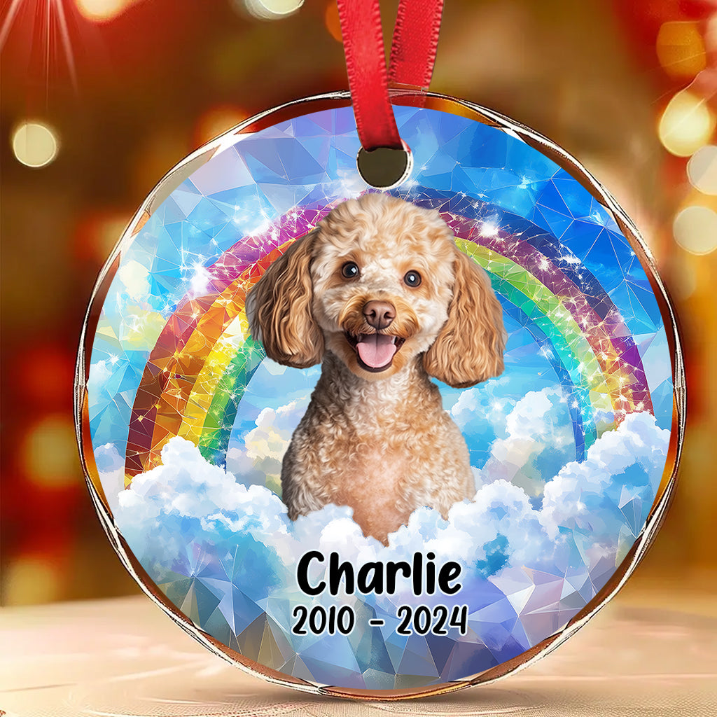 Für immer in meinem Herzen – Personalisierter runder Glasanhänger in Hundeform