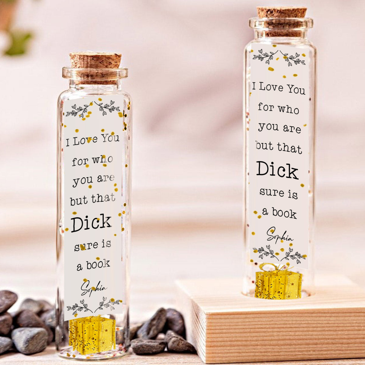 Ich liebe dich, so wie du bist – Personalisierte Mini-Flaschenanhänger für Paare