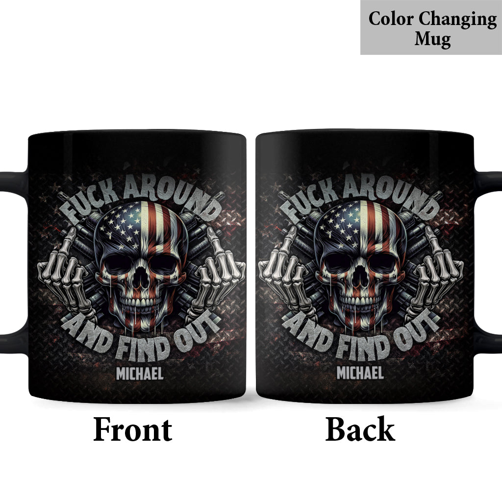 Amerikanische Flagge Skelett - Personalisierte Totenkopf-Tasse