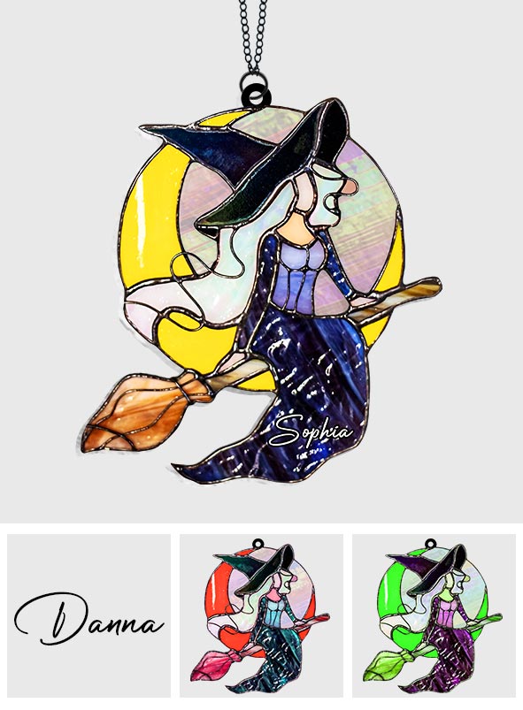The Witch Is In - Personalized Witch Window Hanging Suncatcher Ornament