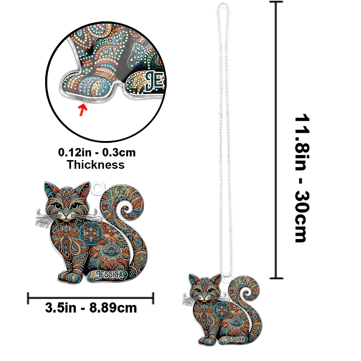 Wunderschöne Katze – Personalisierter Autoanhänger in Katzenform