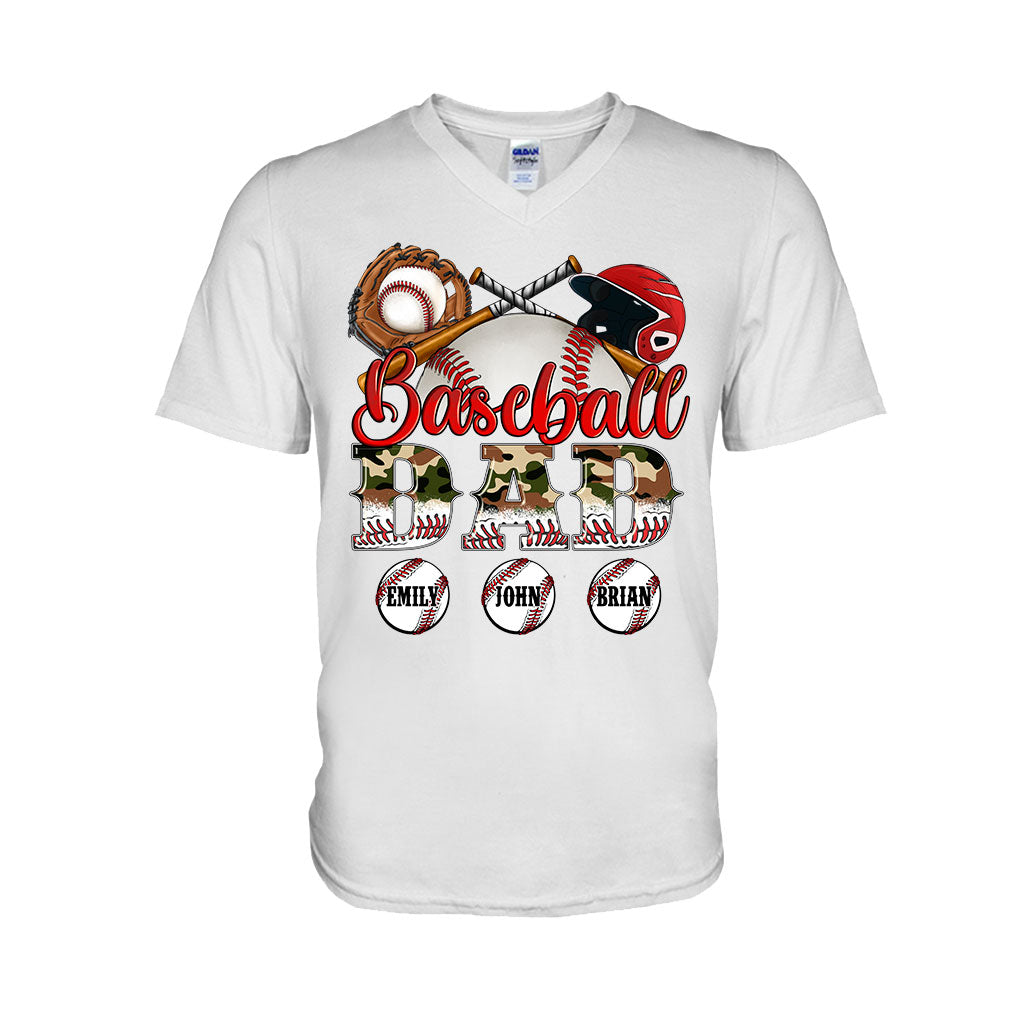 Bester Baseball-Papa aller Zeiten – Camouflage-Design – Personalisiertes Vater-T-Shirt und Hoodie