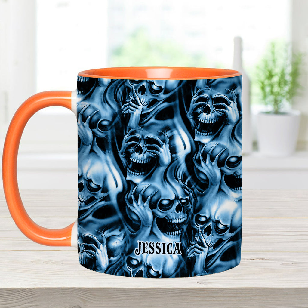 Nichts hören, nichts sagen, nichts sehen – personalisierte Tasse mit Totenkopf-Akzent