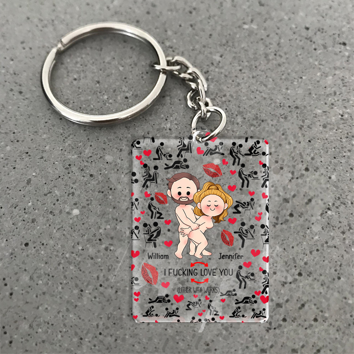 Lustiger „Ich liebe dich“-Schlüsselanhänger für Paare – personalisierbar