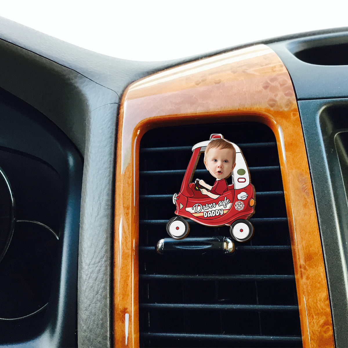 Fahr vorsichtig, Papa! – Personalisierter Auto-Sonnenblendenclip in Vaterform