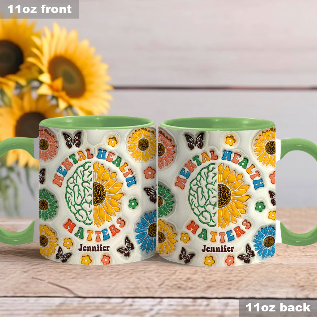 Mental Health Matters - Personalized Mental Health Awareness Accent Mug