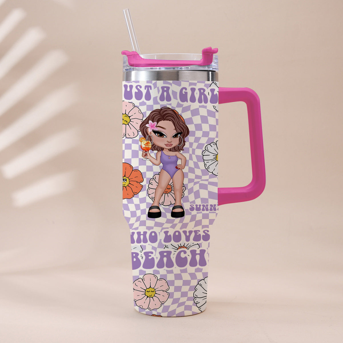 Feral Girl Summer - Personalized Sea Lover Tumbler With Handle